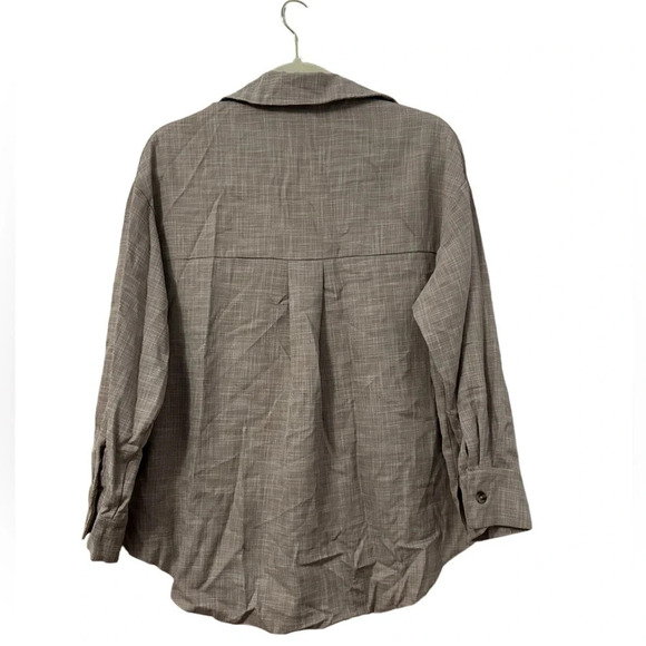 ASOS TAUPE BUTTON FRONT OVERSIZED SHIRT - Picture 2 of 4